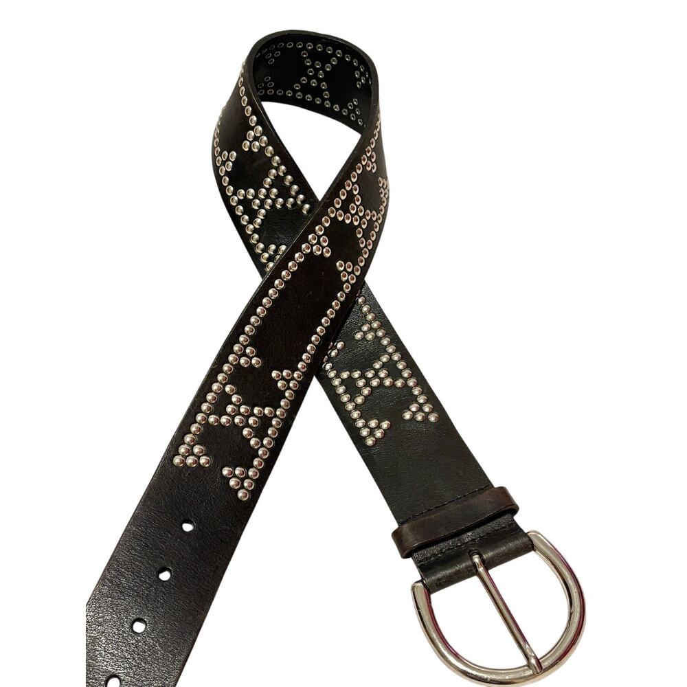 Vintage Y2K Banana Republic Studded Wide Black Leather Belt Size Small EUC